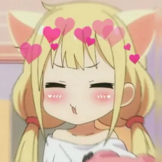 😝 anime, cute, girl, kawaii, hearts, cartoon, cat ears telegram sticker