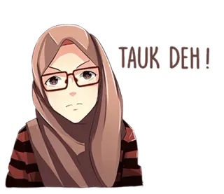😠 Anime, Femme, Hijab, Lunettes, Sérieux telegram sticker