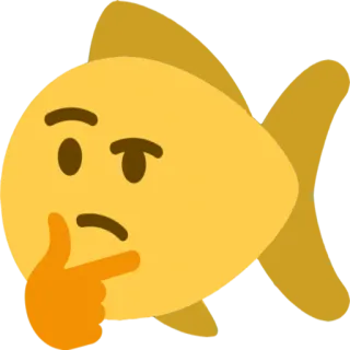 🤔 thinking, fish, emoji, pondering, question, curious, confused telegram sticker