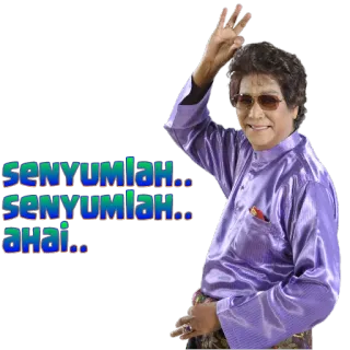 😊 SENYUMLAH..
SENYUMLAH..
ahai.. uomo, sorridente, occhiali, asiatico, saluto, camicia viola whatsapp sticker