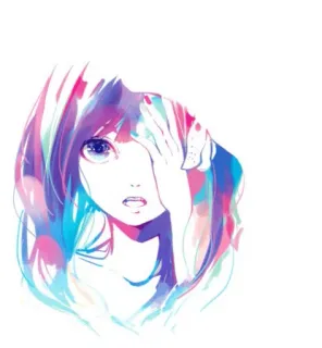 🌄 Garota anime, Colorido, Ilustração, Desenho, Retrato, Arte digital telegram sticker