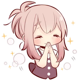 ☺️ Anime, Chibi, Carino, Ragazza, Scintille, Implorante, Preghiera, Supplicando telegram sticker