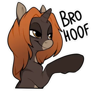 🖐 Bro HOOF Poney, Tape sabot, Sticker, Dessin animé, Animal, Poney marron telegram sticker