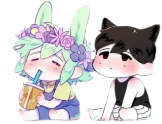 🥰 Basil słodkie, kawaii, anime, wianek, picie, chibi telegram sticker