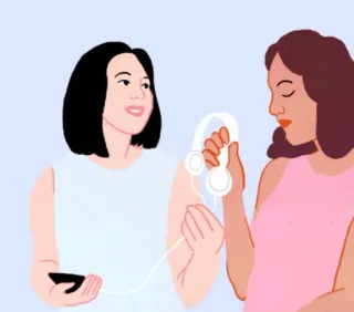 🎵 femmes, casque, musique, amis telegram sticker