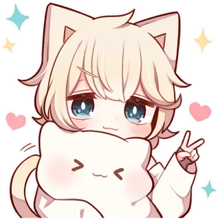 ✌️ kawaii, cat, anime, sticker, cute, manga, chibi telegram sticker