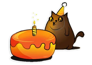 🎂 gato, aniversário, bolo, celebração, festa, fofo telegram sticker