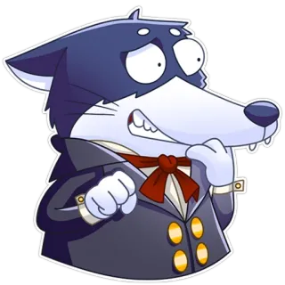 😰 lobo, desenho animado, terno, animal, formal telegram sticker