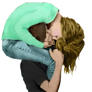 🖤 couple, romance, baiser, amour, à dos, affectueux telegram sticker
