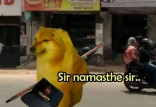 😂 Cheems Doge Sir namasthe sir.. cheems, doge, namaste, security, meme, greeting, indian, internet culture telegram sticker