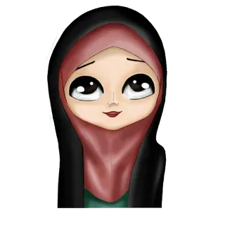 🙄 hijab, muslim, girl, islam, cartoon, woman, religious telegram sticker