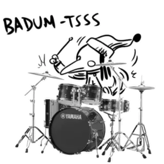 🔊 BADUM-TSSS bateria, bateria, piada, onomatopeia, desenho animado, comédia telegram sticker