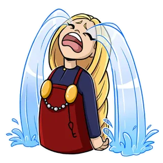😭 menangis, kartun, sedih, emosional, gadis, pirang whatsapp sticker