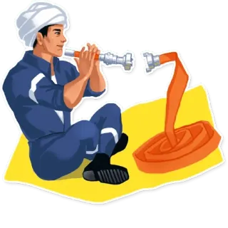 😛 man, plumber, pipe, magic carpet, arabian nights, hose telegram sticker