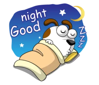 😴 Good night chien, dormir, bonne nuit, étoiles, lune, dessin animé, mignon, animal telegram sticker