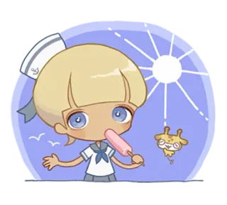 🍦 卡通, 贴纸, 动漫, 水手, 女孩, 可爱, 夏天, 棒棒糖 telegram sticker