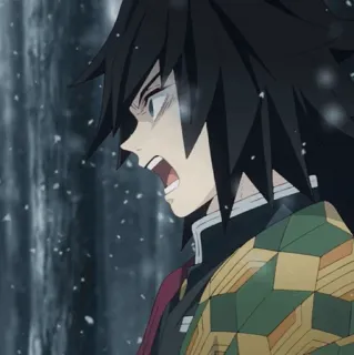 🌊 Giyu Tomioka Demon Slayer アニメ, 鬼滅の刃, 冨岡義勇, 冨岡, 漫画, 怒り whatsapp sticker
