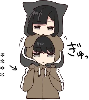 🍫 ぎゅっ Anime, Mignon, Chat, Sweat à capuche, Câlin, Kawaii telegram sticker