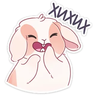 😃 ХИХИХ coelho, risada, desenho animado, fofo, adesivo, feliz, contente whatsapp sticker