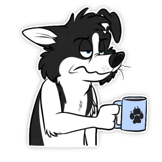 ☕️ cachorro, café, caneca, desenho animado, animal whatsapp sticker