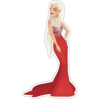 😒 Frau, Kleid, rotes Kleid, Mode, Abendkleid, Glamour, blond, Stil telegram sticker