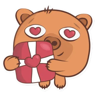 ❤️ urso, amor, coração, presente, desenho animado, fofo, animal telegram sticker