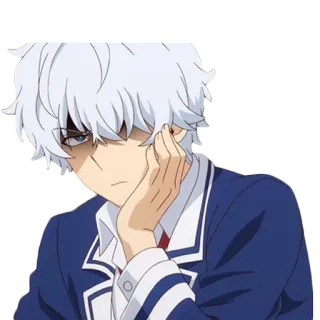👎 Anime, Personaje, Pelo Blanco, Serio, Sticker telegram sticker
