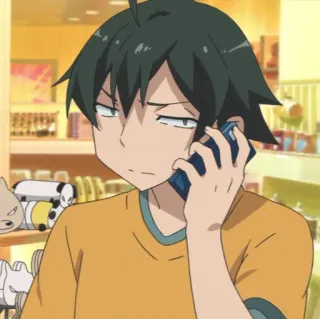 🥀 Hachiman Hikigaya My Teen Romantic Comedy SNAFU anime, personagem, Hachiman Hikigaya, Oregairu, telefone, entediado telegram sticker