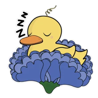😴 утка, спящий, мультфильм, цветок, милый, животное, малыш whatsapp sticker