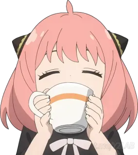 ☕ Anya Forger Spy x Family anya forger, spy x family, anime, mignon, boire, thé, kawaii whatsapp sticker