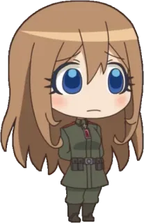 😟 Anime, Uniforme militar, Chibi, Dibujo animado telegram sticker