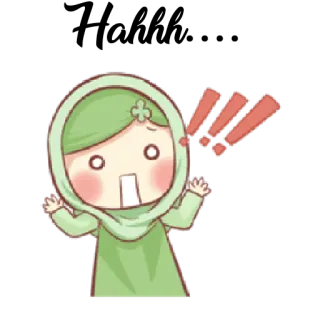 😱 muslimisch, Frau, Hijab, Cartoon, überrascht, Ausruf telegram sticker