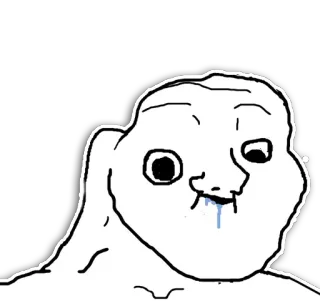 🤤 Meme, Wojak, Soyjak, Drôle, Blanc, Contour telegram sticker