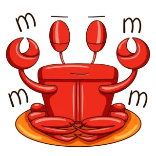 🧘‍♀️ 螃蟹, 海洋, 动物, 卡通, 红色, 海洋 telegram sticker