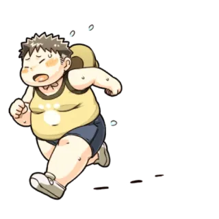😀 running, sweating, exercise, chubby, cartoon telegram sticker