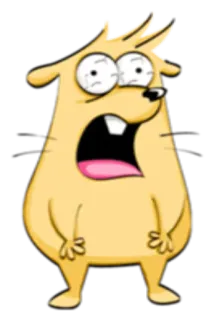 😨 kreskówka, zwierzę, zszokowany, niespodzianka, żółty, śmieszny, postać telegram sticker