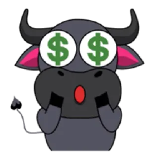 🤑 động vật, trâu, biểu tượng đô la, tiền, phim hoạt hình telegram sticker