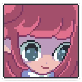 😳 Pixel art, Cartone animato, Kawaii, Carino, Capelli rosa, Ragazza, Pixelato telegram sticker