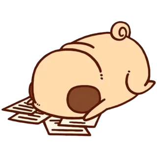 😔 ปั๊ก, หมา, ง่วง, น่ารัก, การ์ตูน, สัตว์, สัตว์เลี้ยง, เอกสาร whatsapp sticker