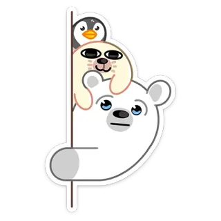 😏 oso polar, foca, pingüino, dibujos animados, animales, lindo telegram sticker