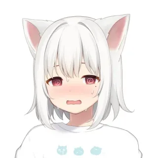 😨 Anime, Chica, Orejas de gato, Kawaii, Lindo whatsapp sticker