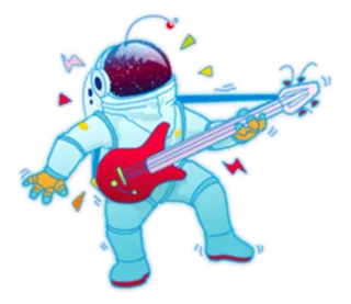 🎸 astronaut, guitar, space, music, cartoon, sticker telegram sticker