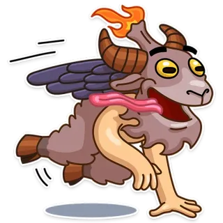 🏃 goat, cartoon, monster, fantasy, animal, horns telegram sticker