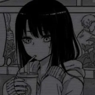 😬 Anime, Ragazza, Bere, Manga, Arte telegram sticker