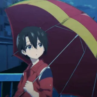 🥡 Anime, Regenschirm, Junge, Regen, Charakter, Cartoon telegram sticker