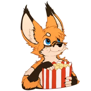 🍿 rubah, binatang, berondong jagung, kartun telegram sticker