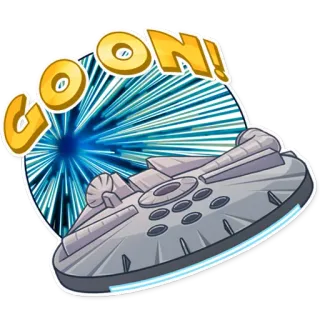 🏃‍♂️ GO ON! космический корабль, мультфильм, сокол тысячелетия, звездные войны, поехали telegram sticker