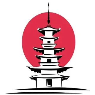 🇯🇵 pagoda, templo, asiático, japón, china, edificio, arquitectura telegram sticker
