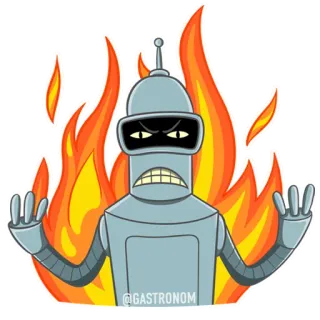 😡 Bender Futurama @GASTRONOM Bender, Futurama, robot, kartun, api, marah whatsapp sticker