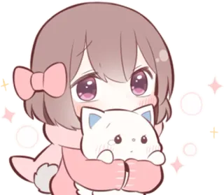 😶 Аниме, Милый, Девушка, Кавай, Чиби, Мультфильм telegram sticker